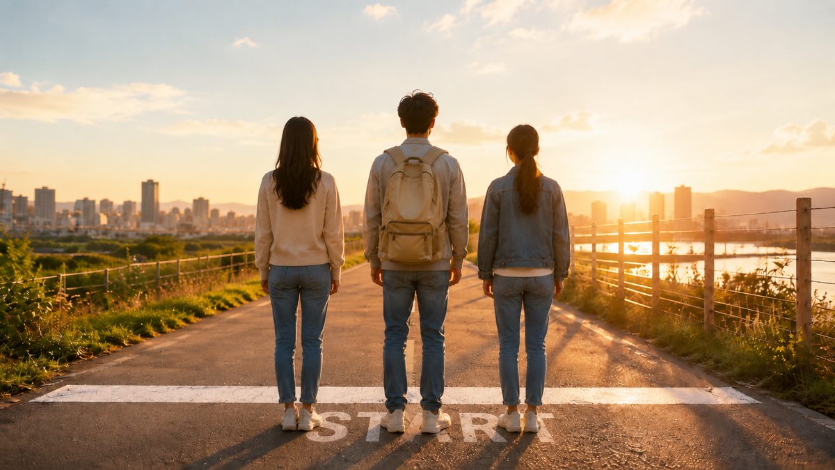 밝은 미래를 향해 출발선에 선 청년들